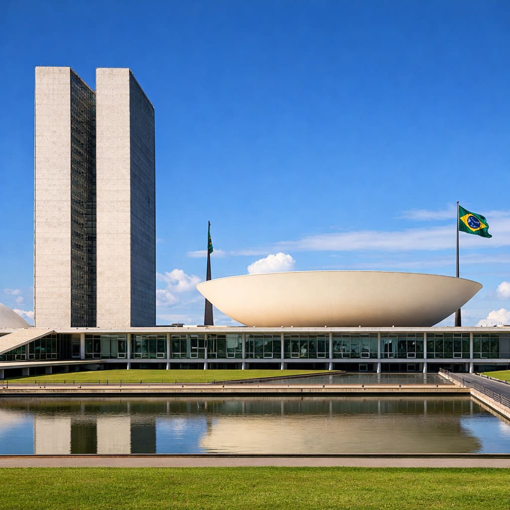 Fachada da Câmara dos Deputados em Brasília, sede do Congresso Nacional, relacionada à abertura de concurso público com 70 vagas para nível superior.