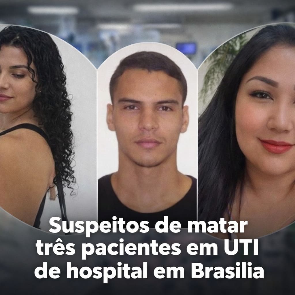 Montagem com fotos de três pessoas, duas mulheres e um homem, usadas em reportagem sobre investigação de mortes em hospital de Brasília.